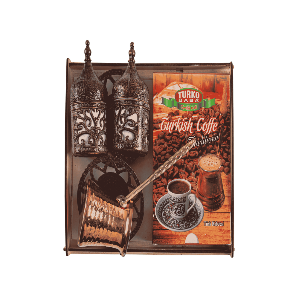 Ahşap Cezveli Bakır Kahve Seti